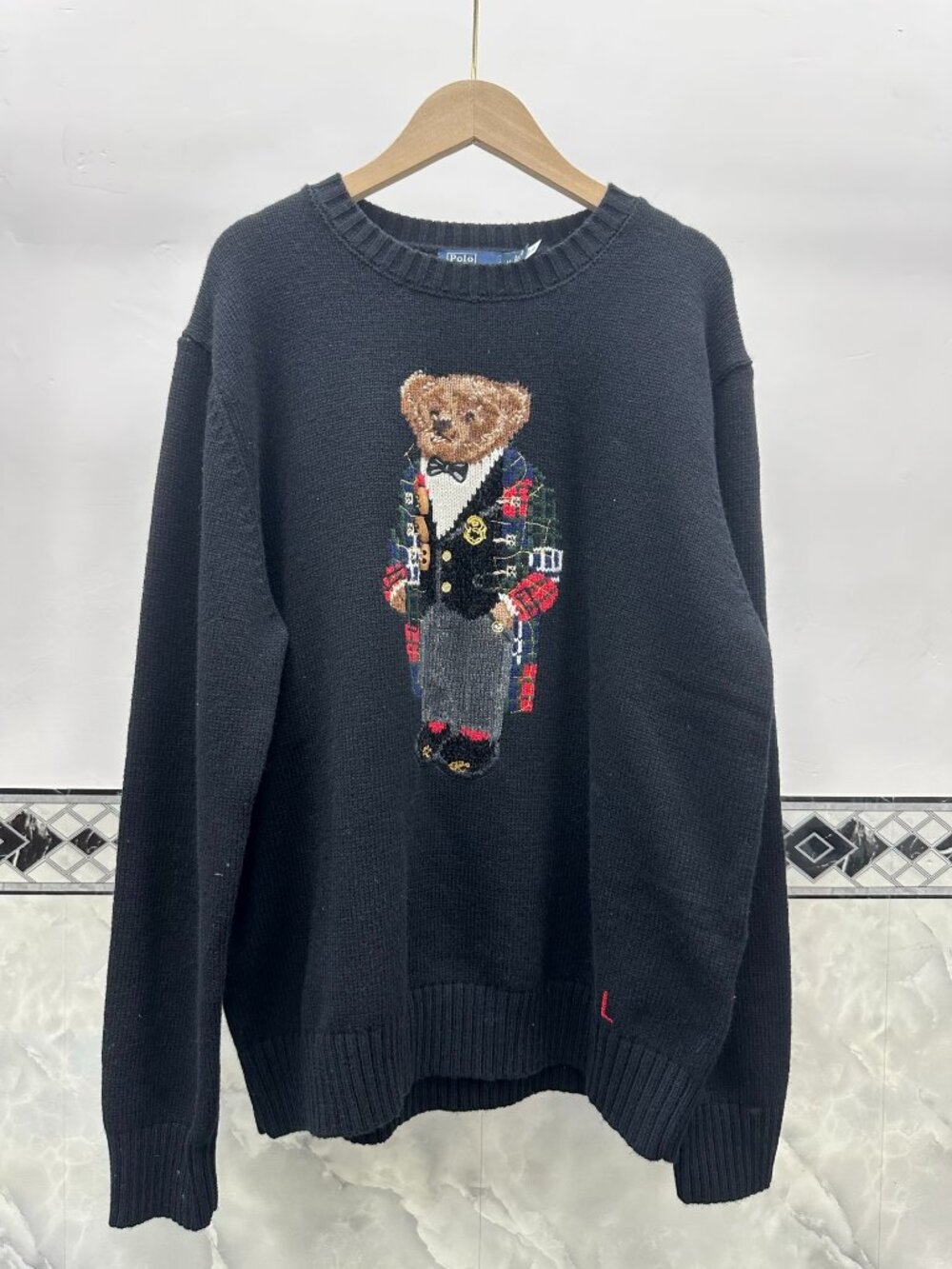 🧸 Polo Ralph Lauren Tuxedo Bear Knit Sweater Black